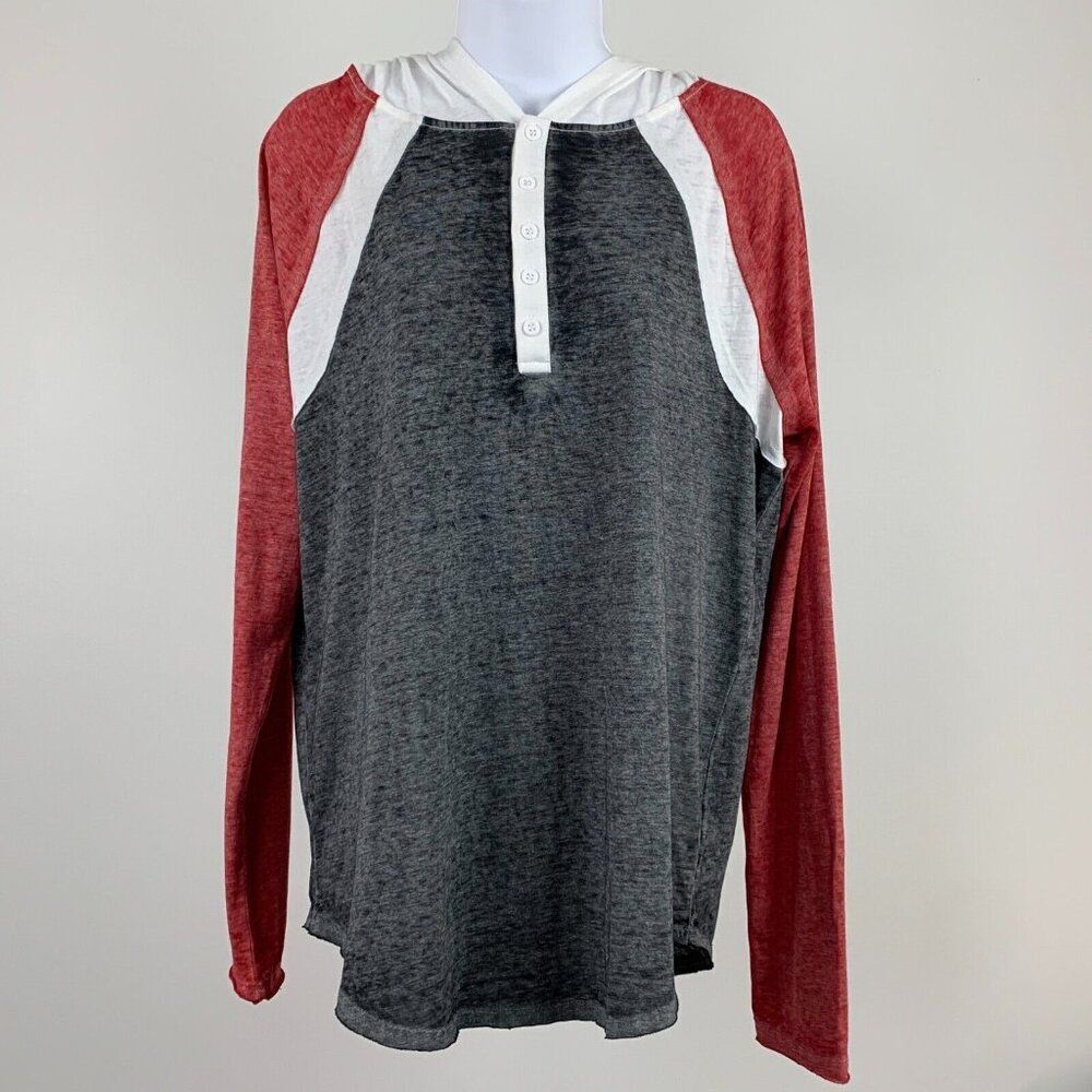 Maurices Hoodie sz S Lightweight Shirt Burnout Red Black Long Sleeve New NWT